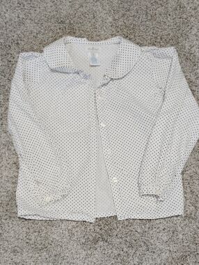 Olive Juice White Long-Sleeve Polka Dot Button Front Blouse